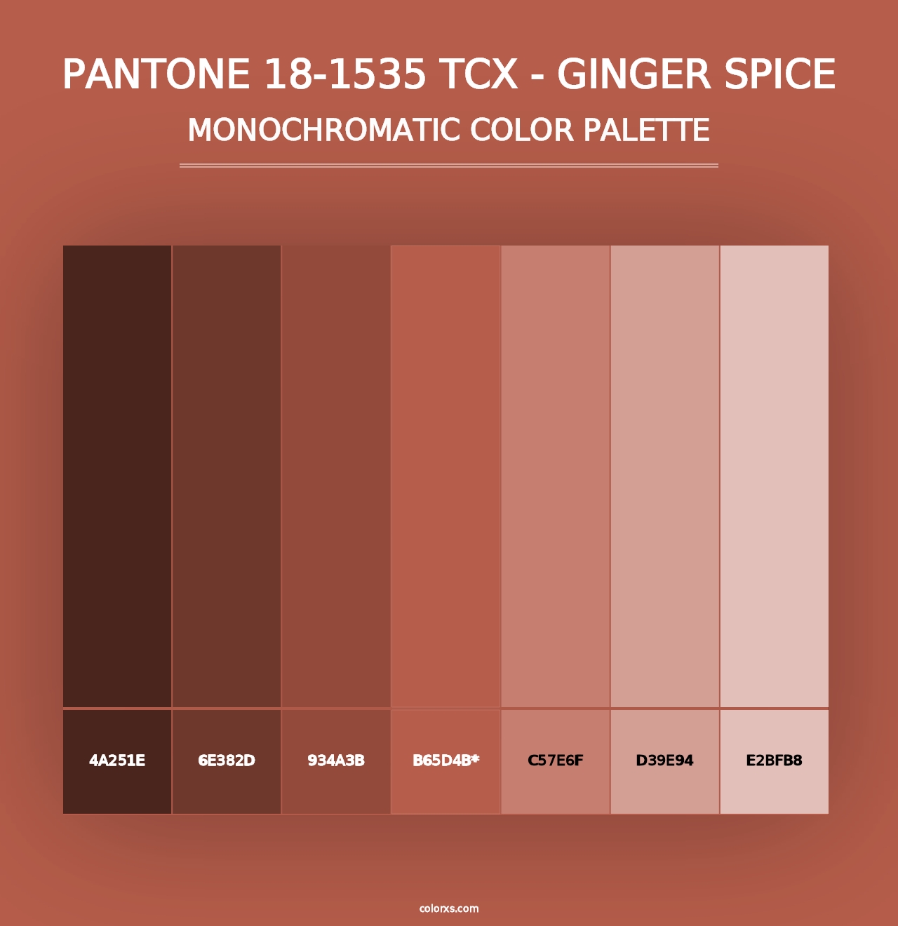 PANTONE 18-1535 TCX - Ginger Spice - Monochromatic Color Palette