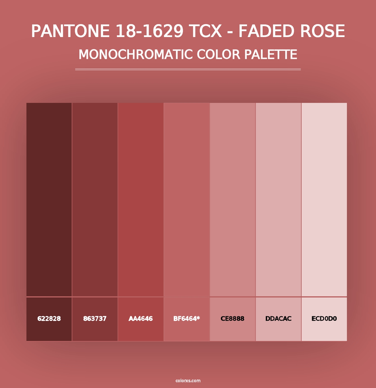 PANTONE 18-1629 TCX - Faded Rose - Monochromatic Color Palette