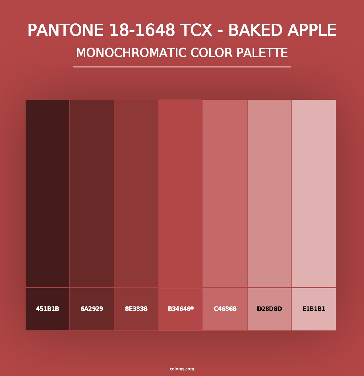 PANTONE 18-1648 TCX - Baked Apple - Monochromatic Color Palette