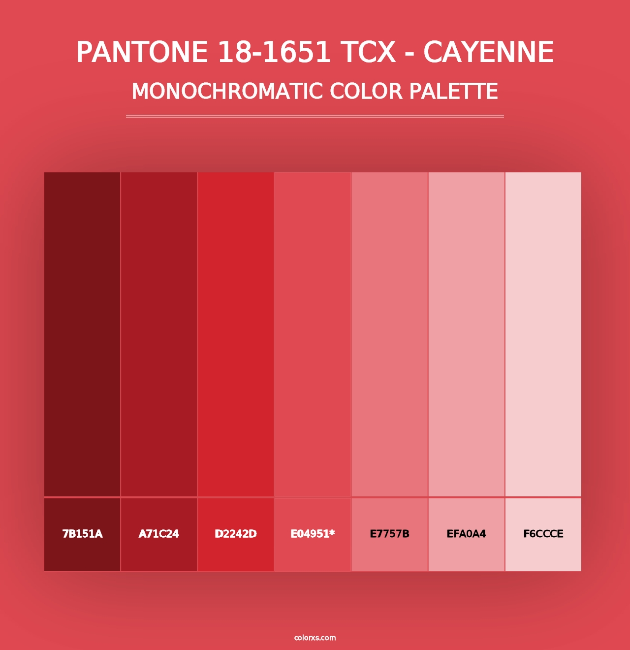 PANTONE 18-1651 TCX - Cayenne - Monochromatic Color Palette