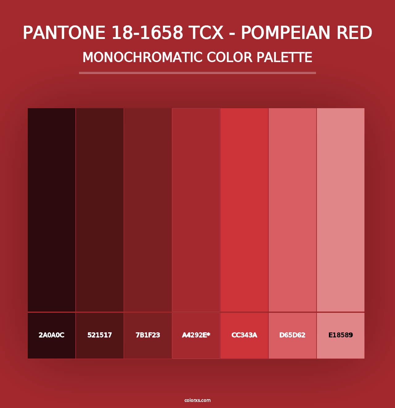 PANTONE 18-1658 TCX - Pompeian Red - Monochromatic Color Palette