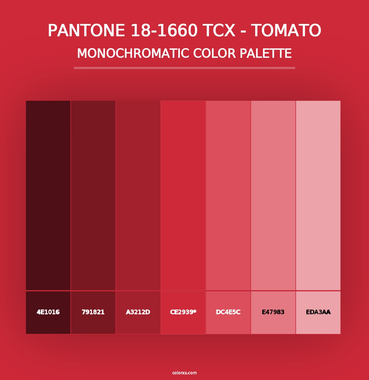 PANTONE 18-1660 TCX - Tomato - Monochromatic Color Palette