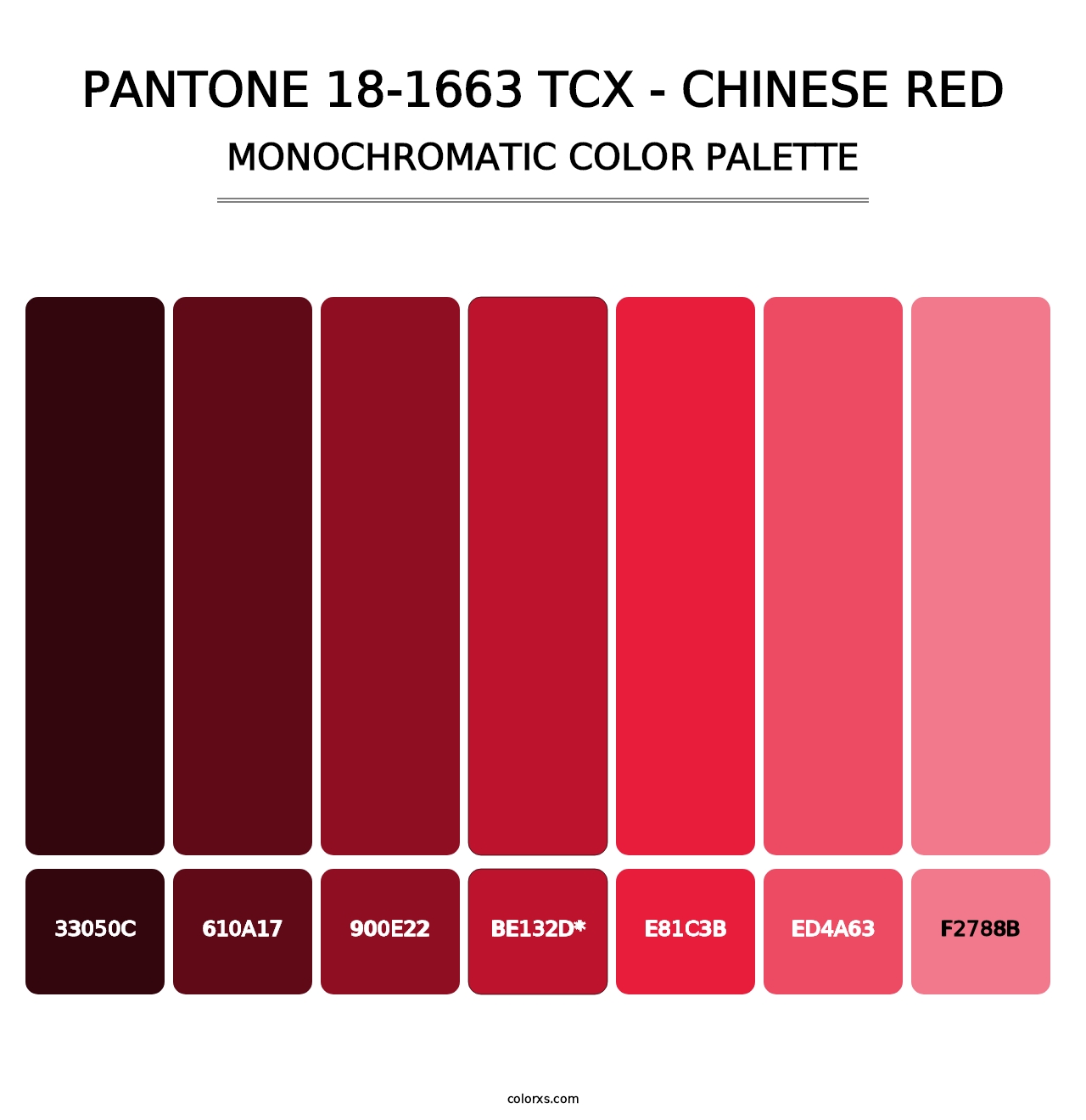 PANTONE 18-1663 TCX - Chinese Red - Monochromatic Color Palette