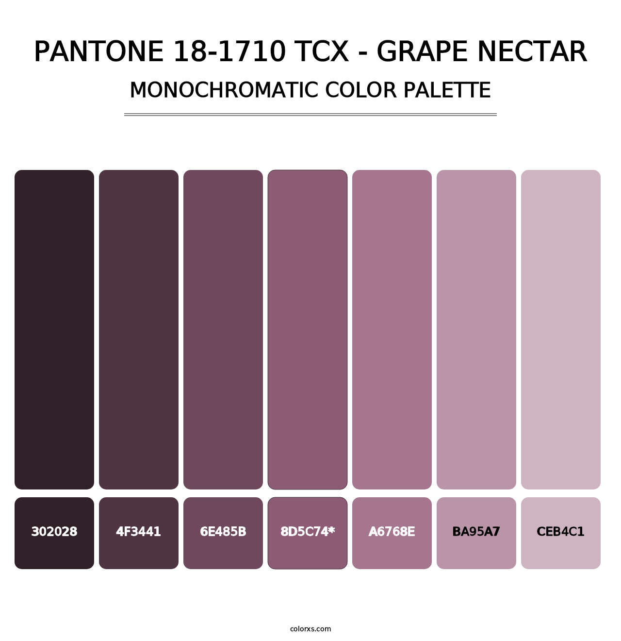 PANTONE 18-1710 TCX - Grape Nectar - Monochromatic Color Palette