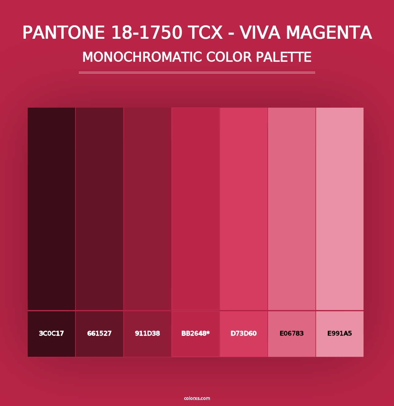 PANTONE 18-1750 TCX - Viva Magenta - Monochromatic Color Palette