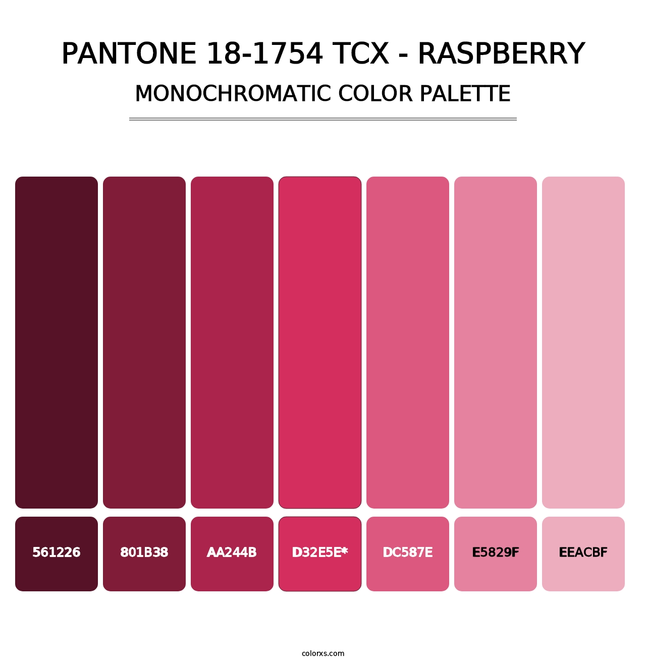 PANTONE 18-1754 TCX - Raspberry - Monochromatic Color Palette
