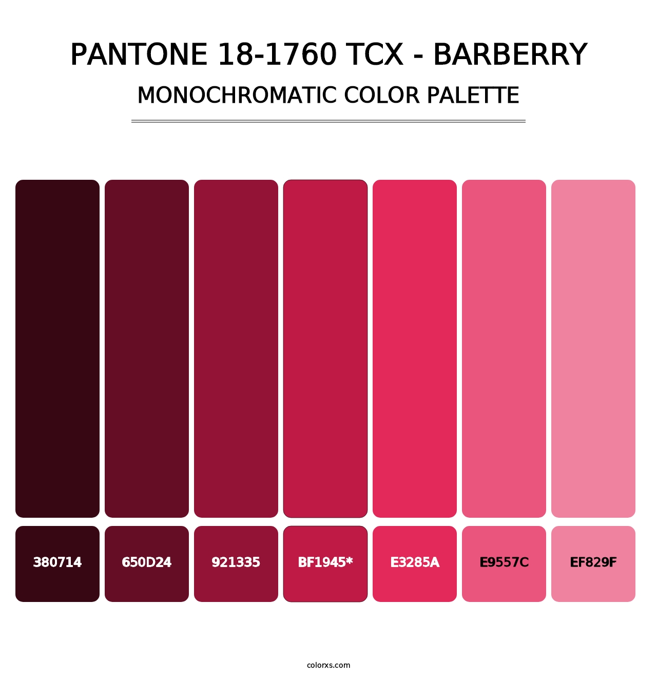 PANTONE 18-1760 TCX - Barberry - Monochromatic Color Palette