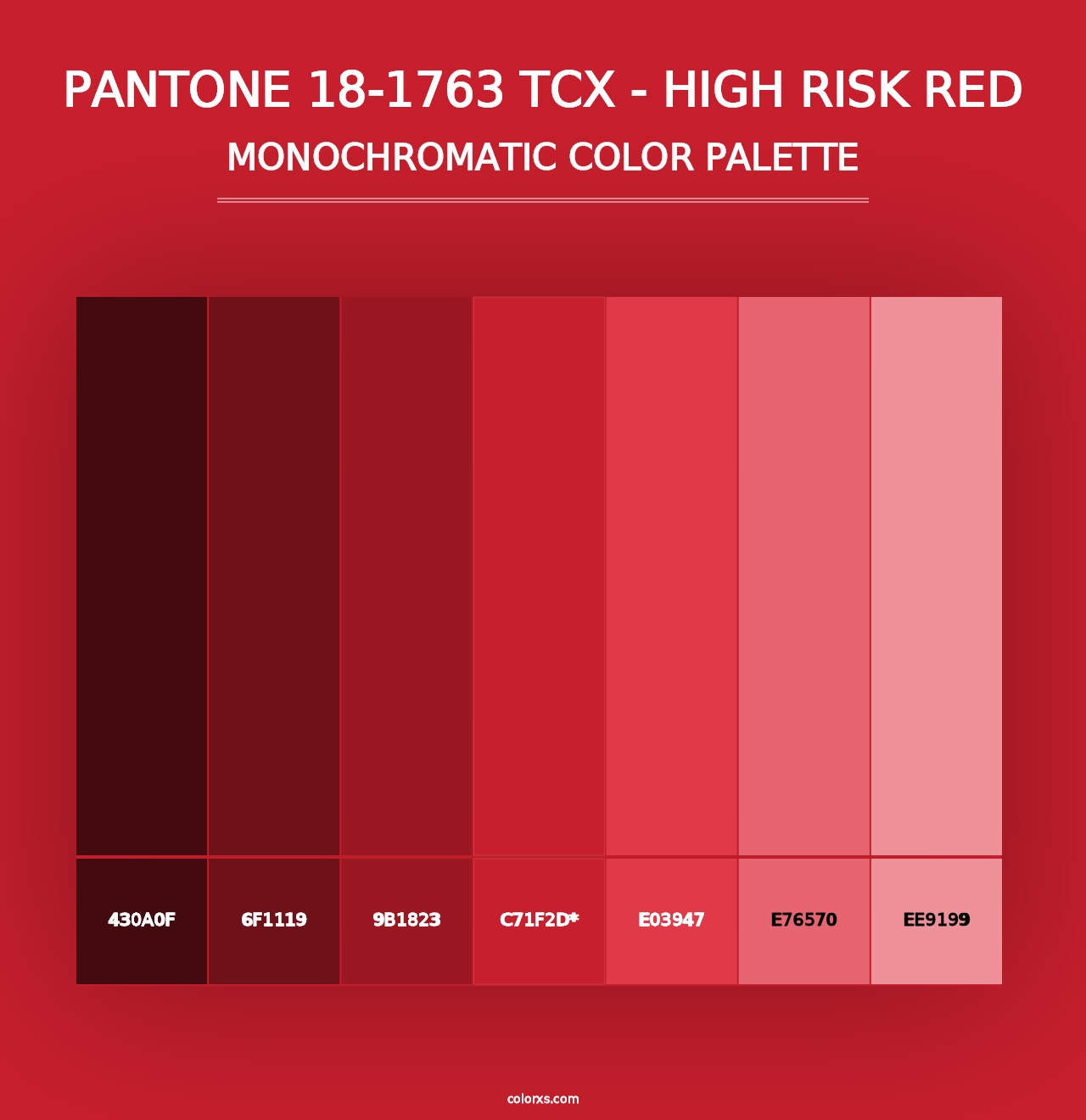 PANTONE 18-1763 TCX - High Risk Red - Monochromatic Color Palette