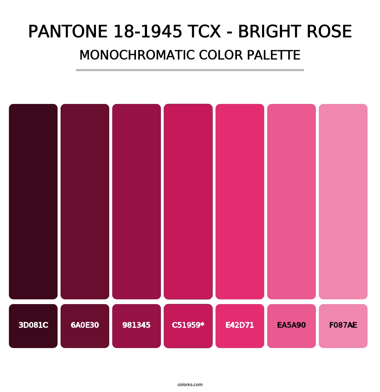 PANTONE 18-1945 TCX - Bright Rose - Monochromatic Color Palette