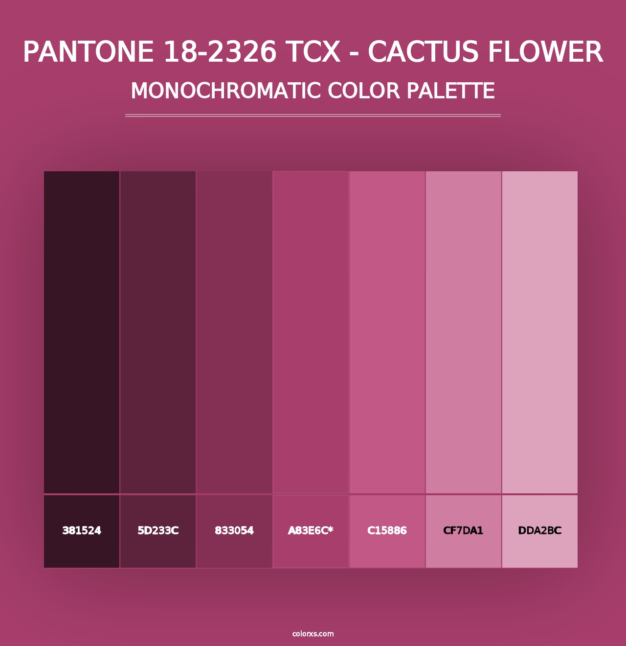 PANTONE 18-2326 TCX - Cactus Flower - Monochromatic Color Palette