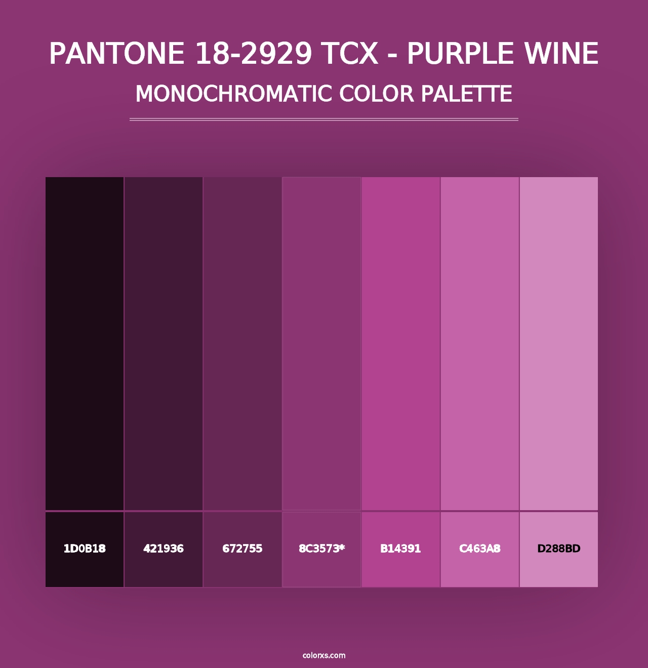 PANTONE 18-2929 TCX - Purple Wine - Monochromatic Color Palette