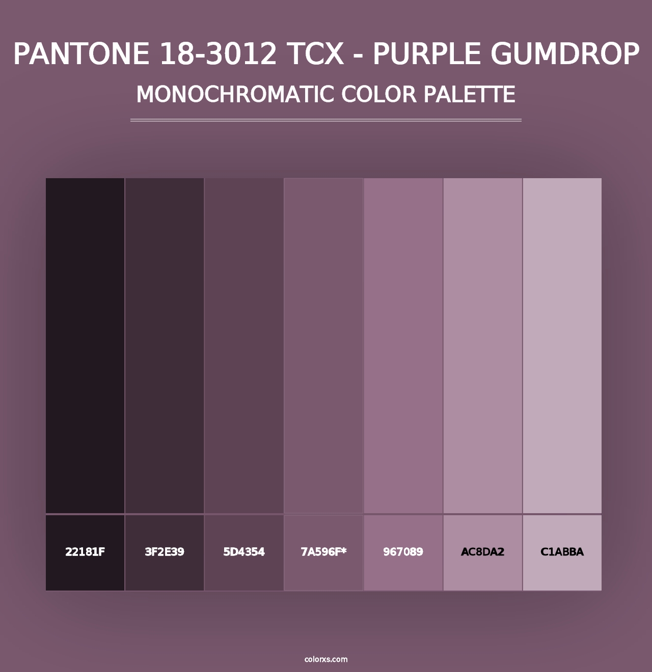 PANTONE 18-3012 TCX - Purple Gumdrop - Monochromatic Color Palette