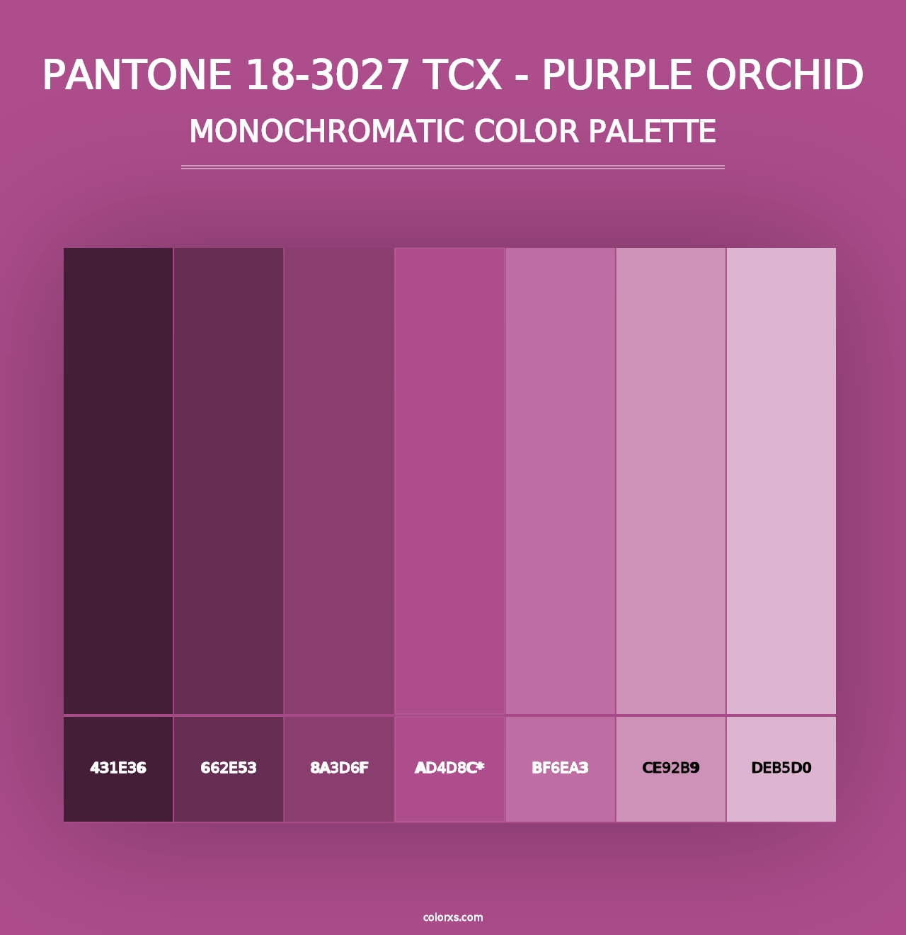 PANTONE 18-3027 TCX - Purple Orchid - Monochromatic Color Palette