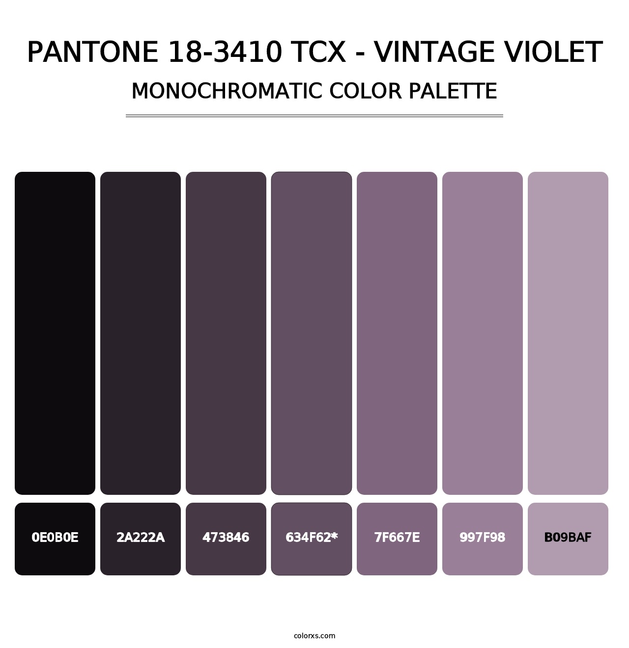 PANTONE 18-3410 TCX - Vintage Violet - Monochromatic Color Palette