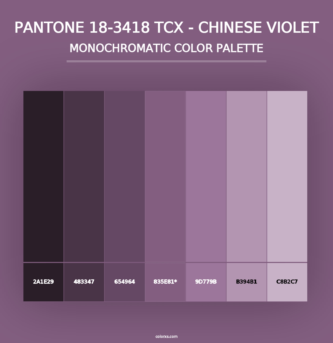 PANTONE 18-3418 TCX - Chinese Violet - Monochromatic Color Palette