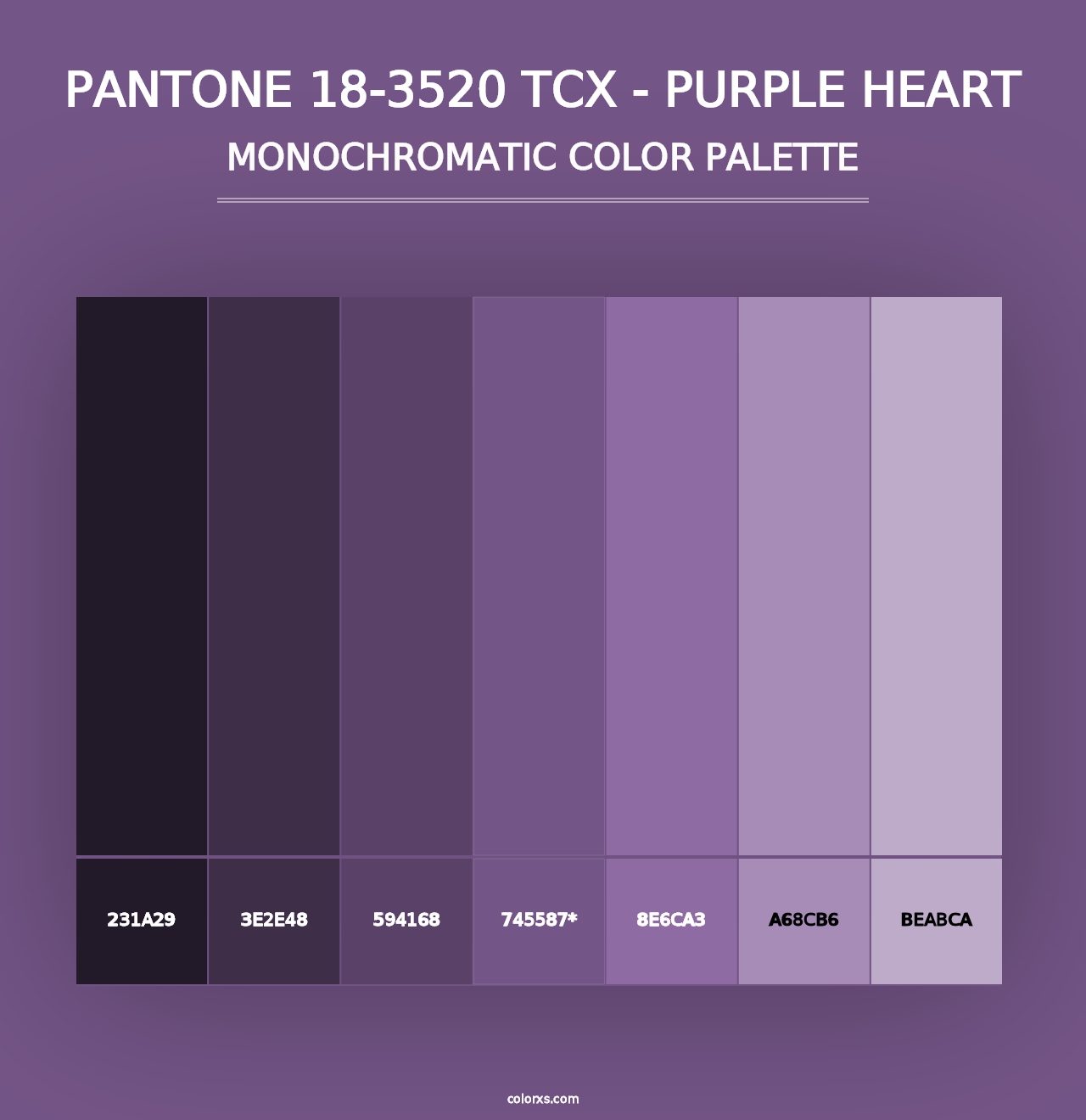 PANTONE 18-3520 TCX - Purple Heart - Monochromatic Color Palette