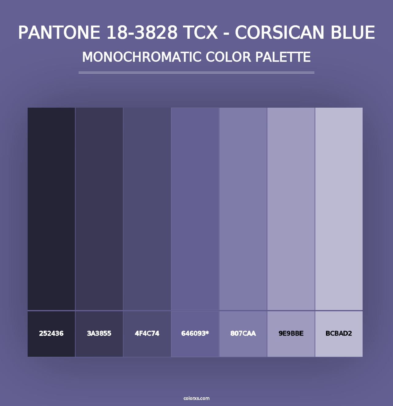 PANTONE 18-3828 TCX - Corsican Blue - Monochromatic Color Palette