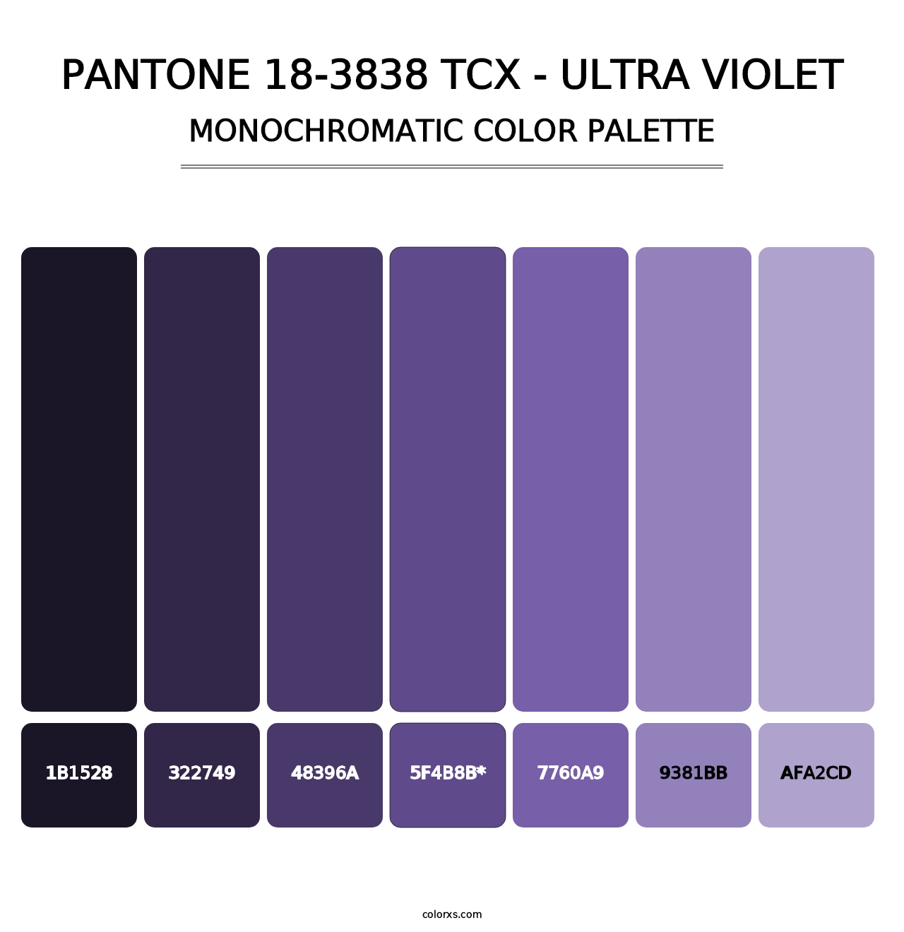 PANTONE 18-3838 TCX - Ultra Violet - Monochromatic Color Palette