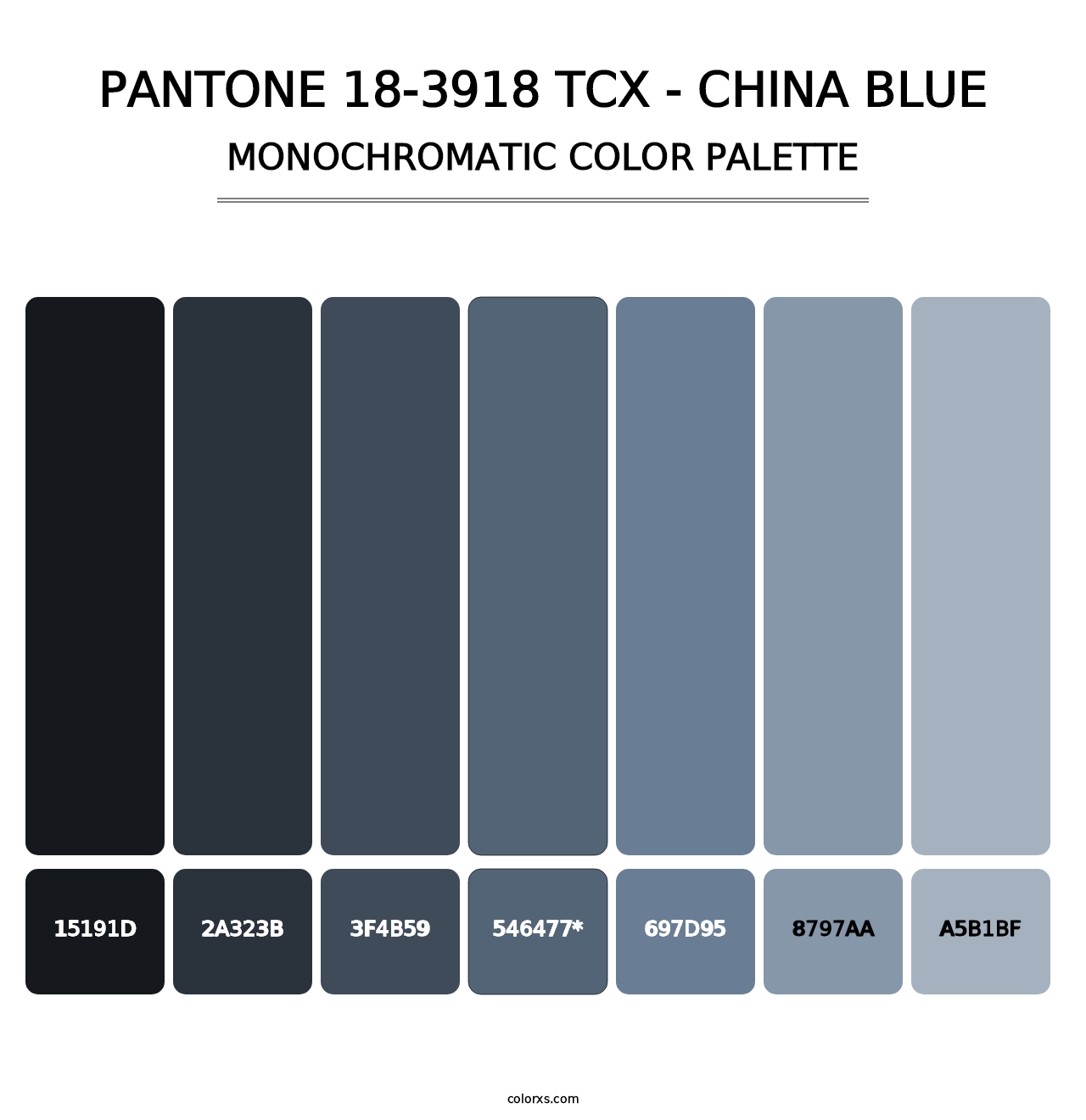 PANTONE 18-3918 TCX - China Blue - Monochromatic Color Palette