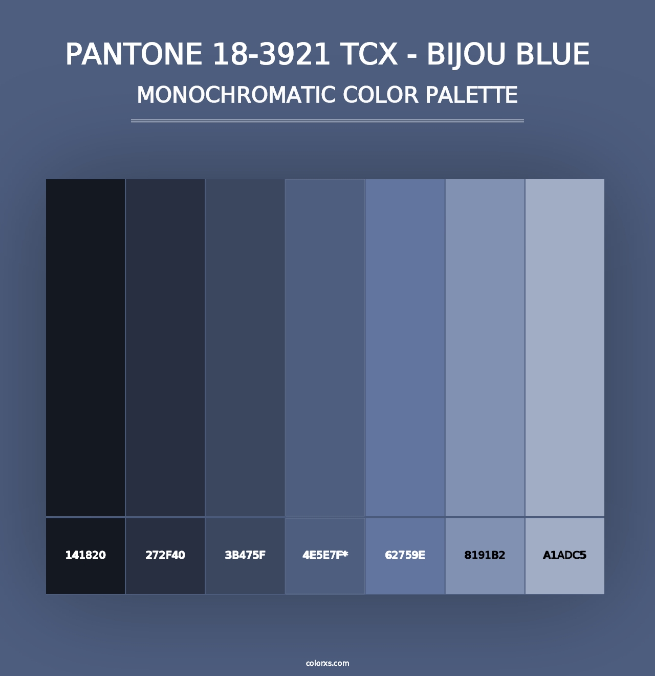 PANTONE 18-3921 TCX - Bijou Blue - Monochromatic Color Palette