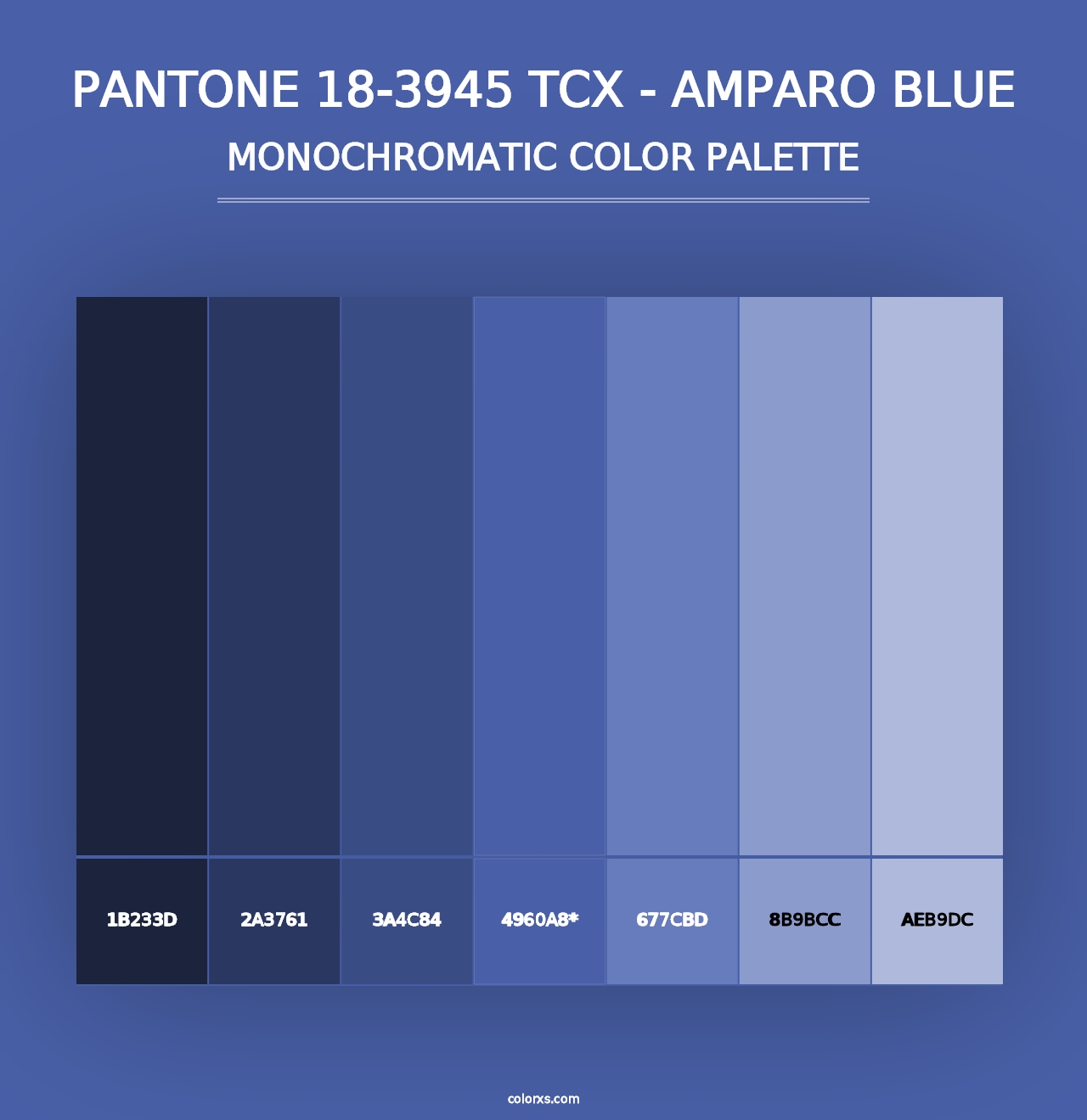 PANTONE 18-3945 TCX - Amparo Blue - Monochromatic Color Palette