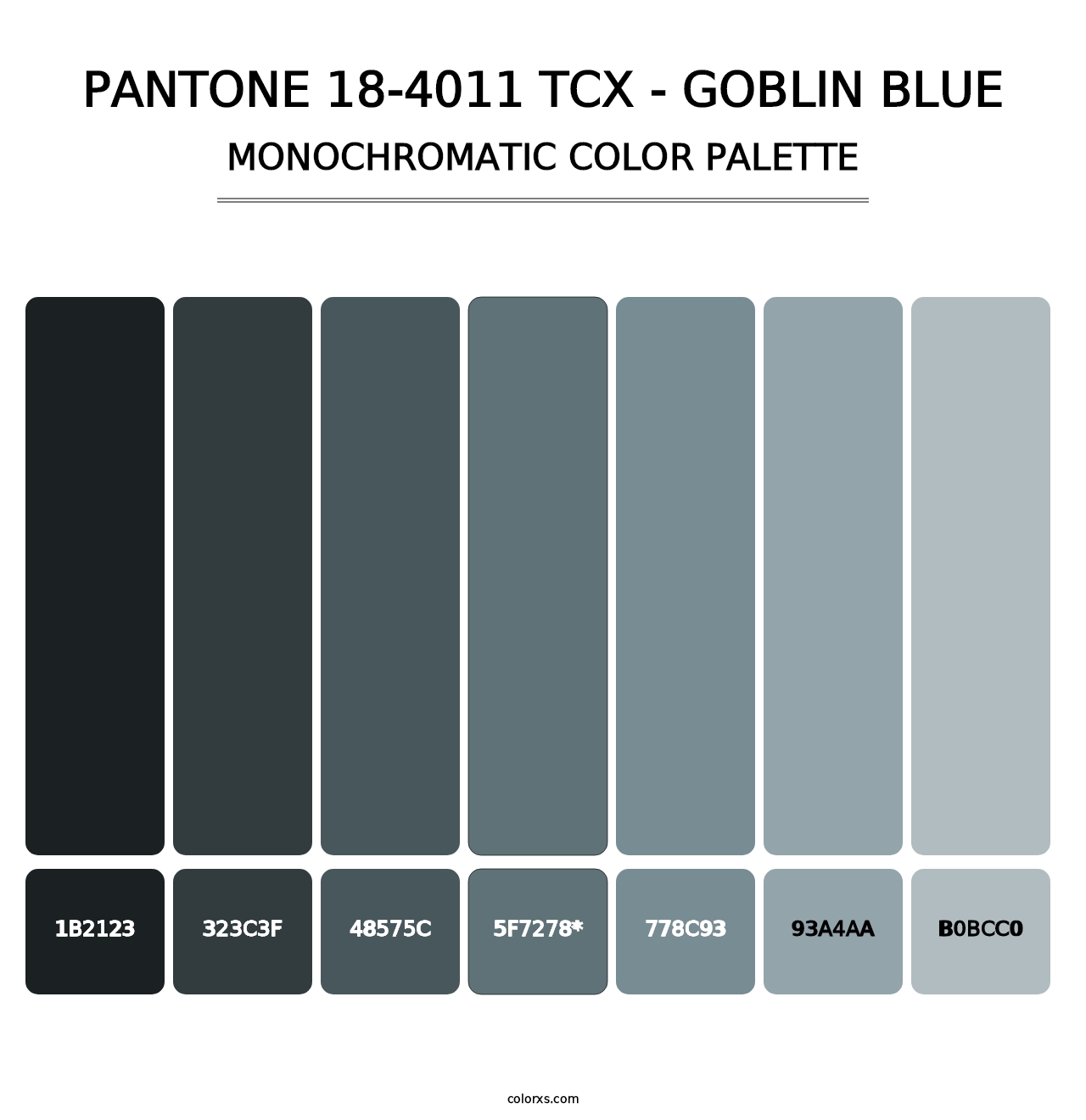 PANTONE 18-4011 TCX - Goblin Blue - Monochromatic Color Palette