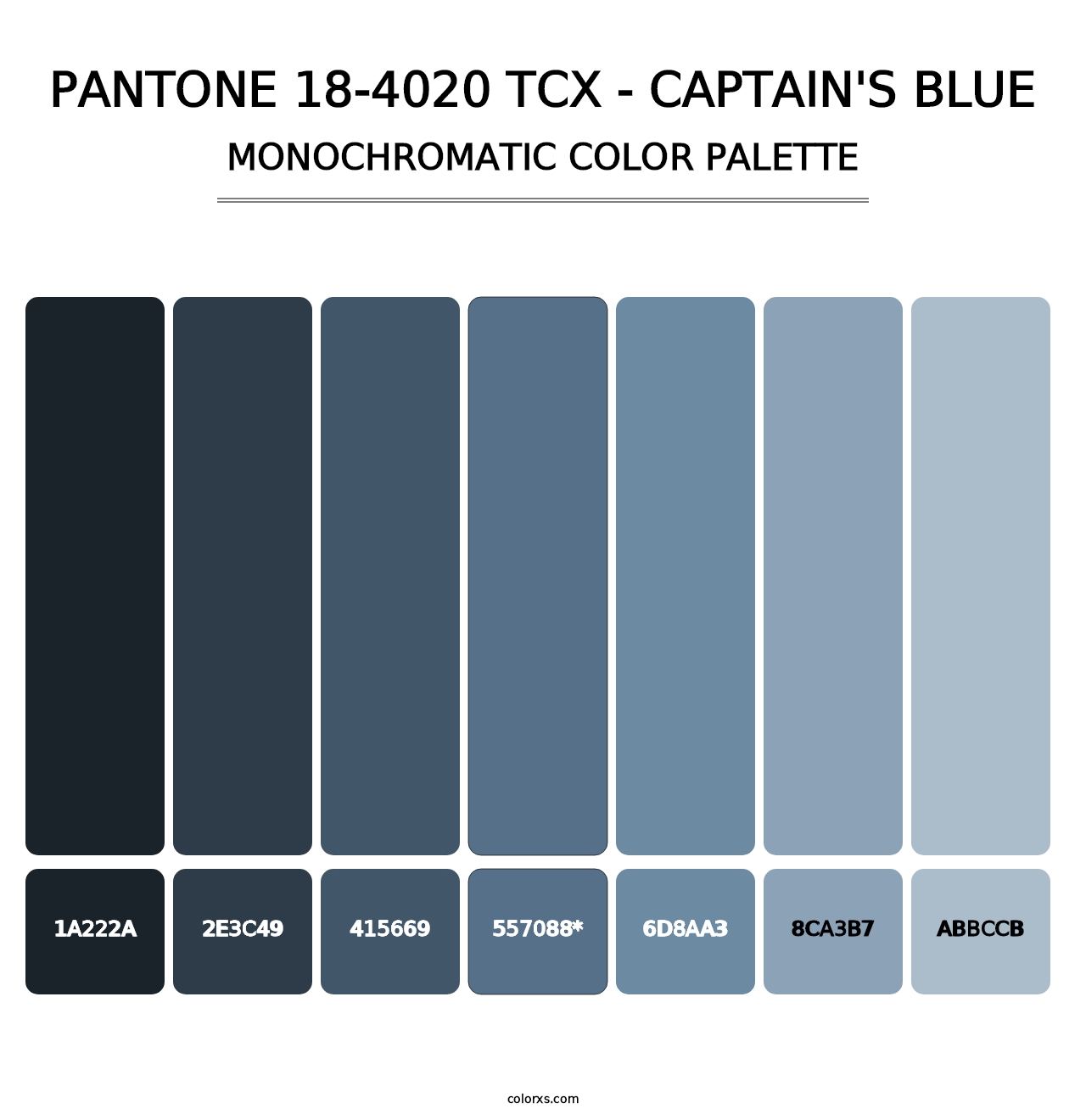 PANTONE 18-4020 TCX - Captain's Blue - Monochromatic Color Palette