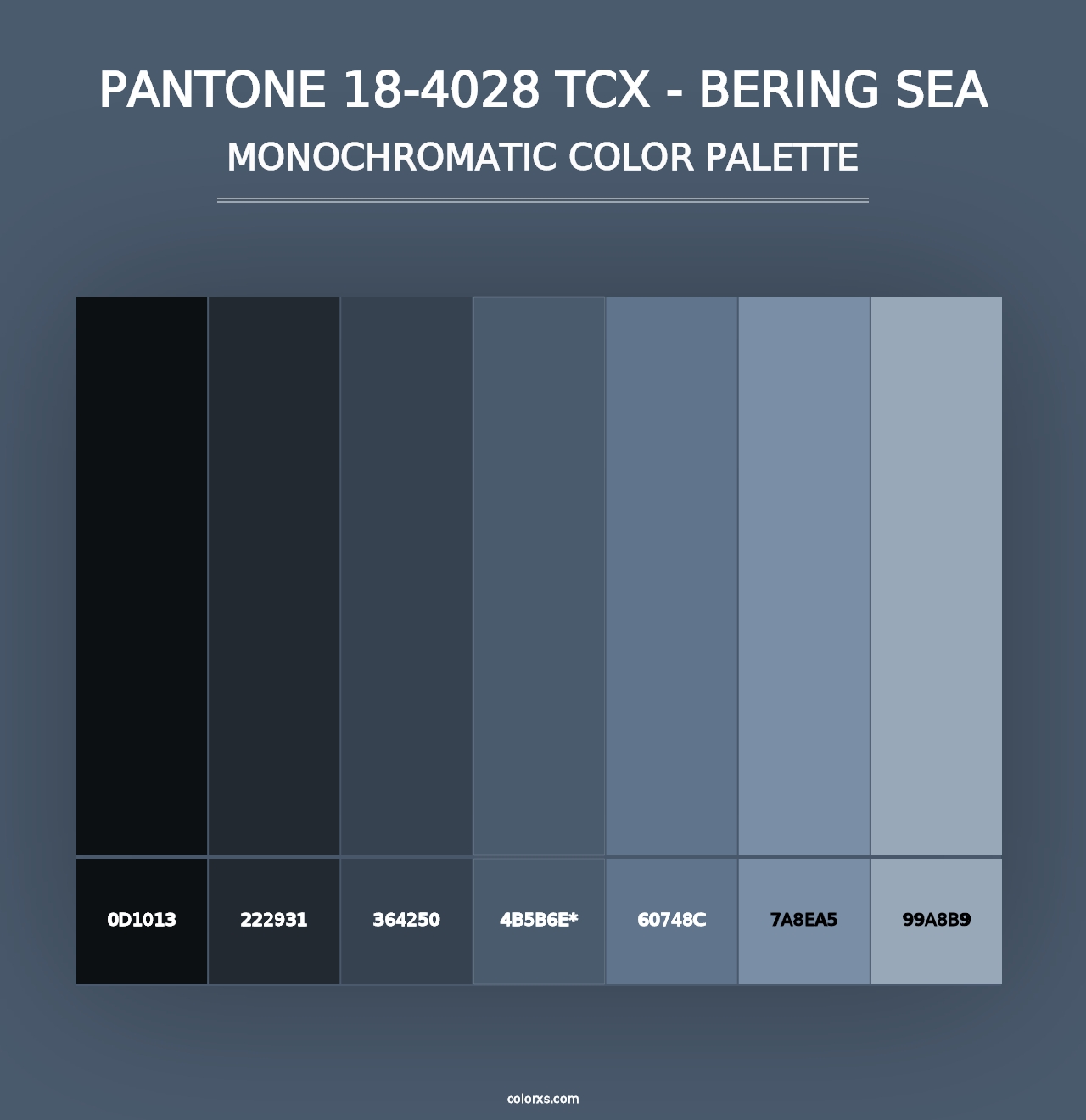 PANTONE 18-4028 TCX - Bering Sea - Monochromatic Color Palette