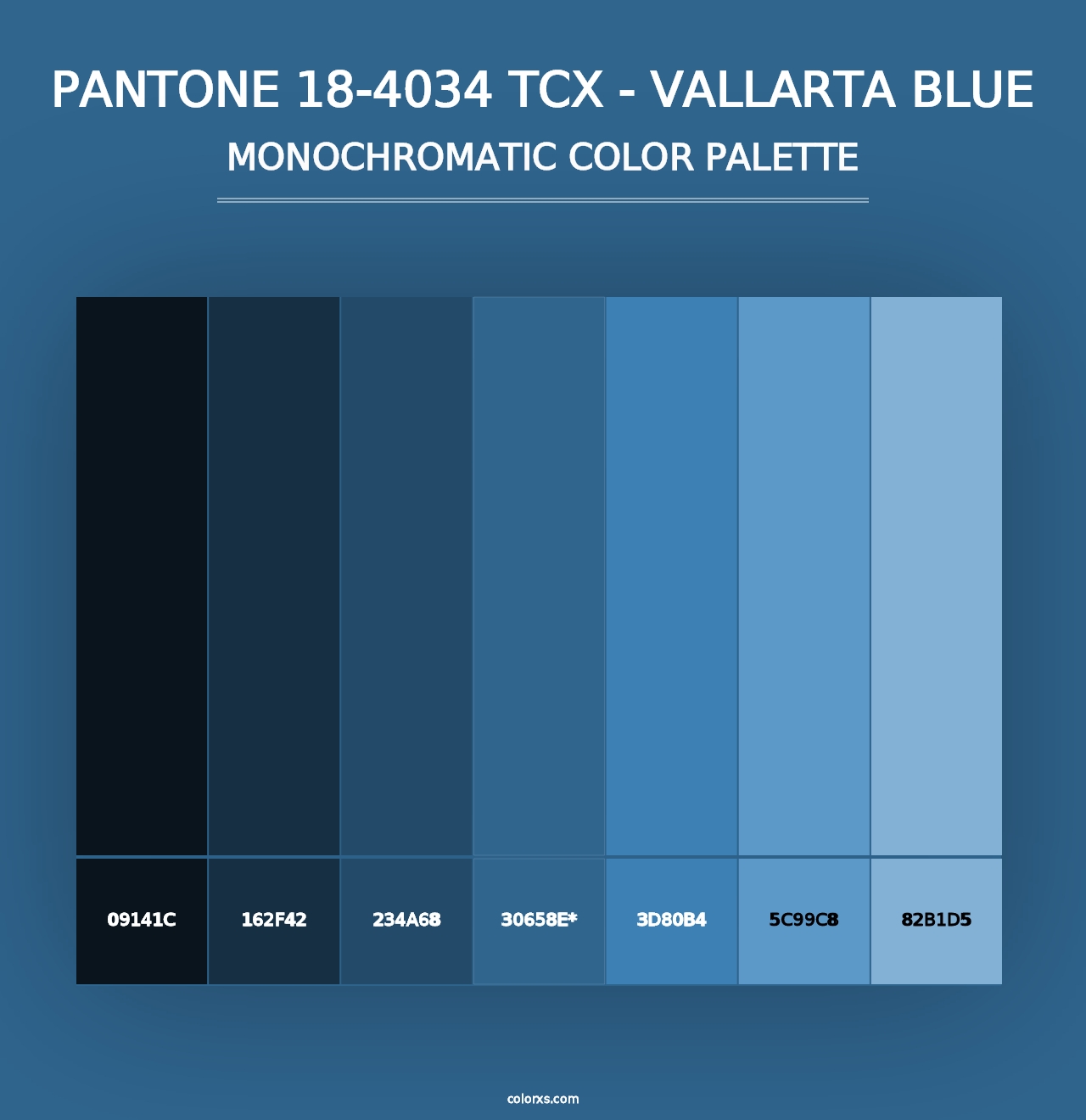 PANTONE 18-4034 TCX - Vallarta Blue - Monochromatic Color Palette