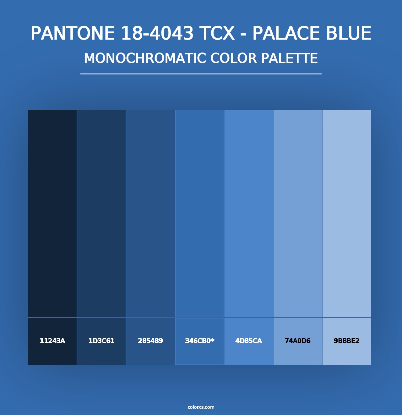 PANTONE 18-4043 TCX - Palace Blue - Monochromatic Color Palette