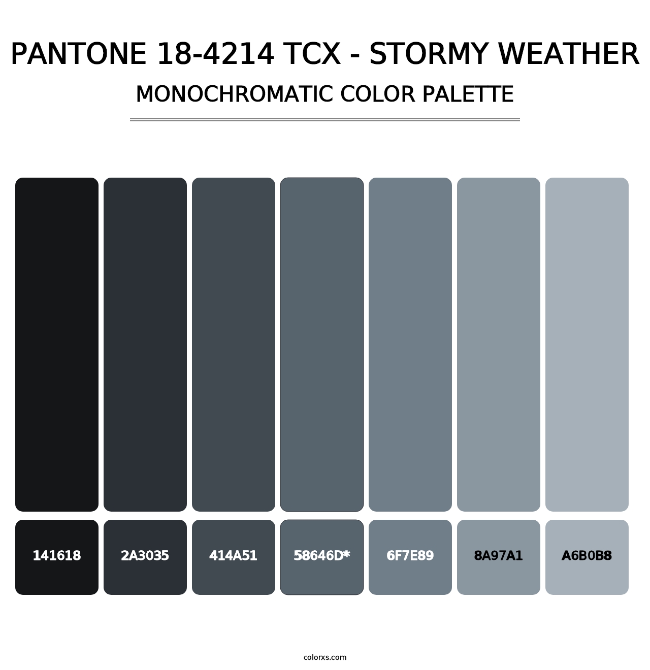 PANTONE 18-4214 TCX - Stormy Weather - Monochromatic Color Palette