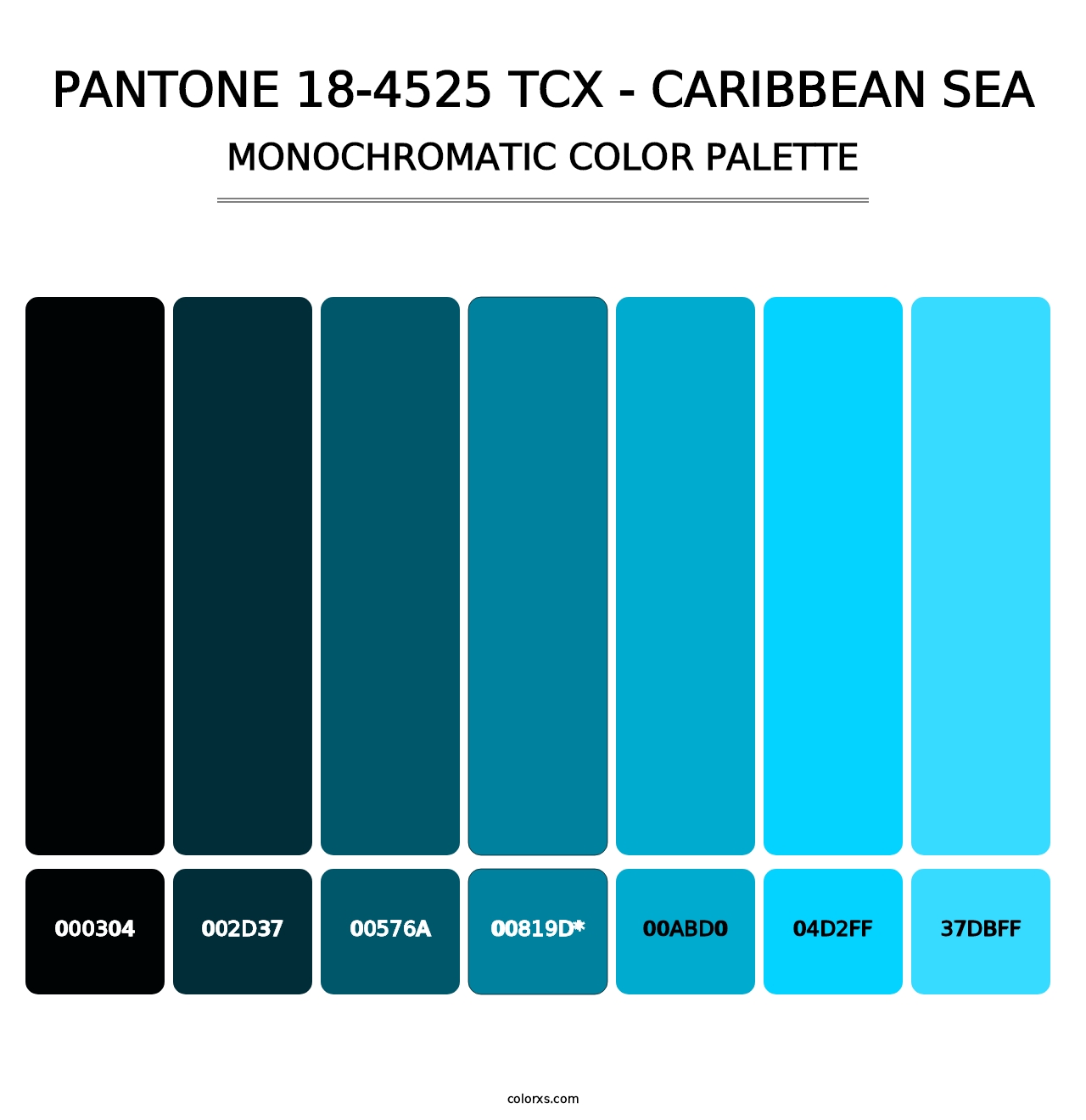 PANTONE 18-4525 TCX - Caribbean Sea - Monochromatic Color Palette