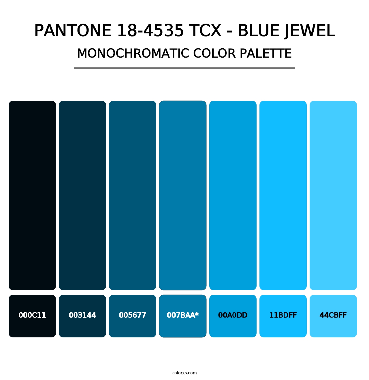 PANTONE 18-4535 TCX - Blue Jewel - Monochromatic Color Palette