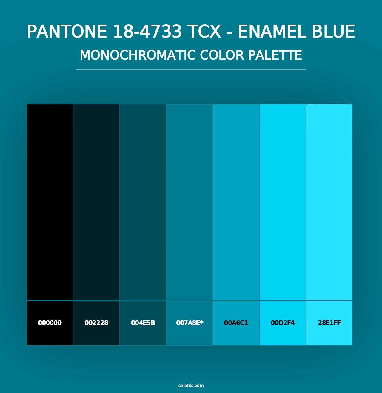 PANTONE 18-4733 TCX - Enamel Blue - Monochromatic Color Palette