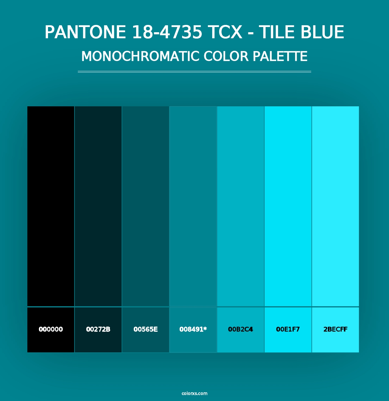 PANTONE 18-4735 TCX - Tile Blue - Monochromatic Color Palette