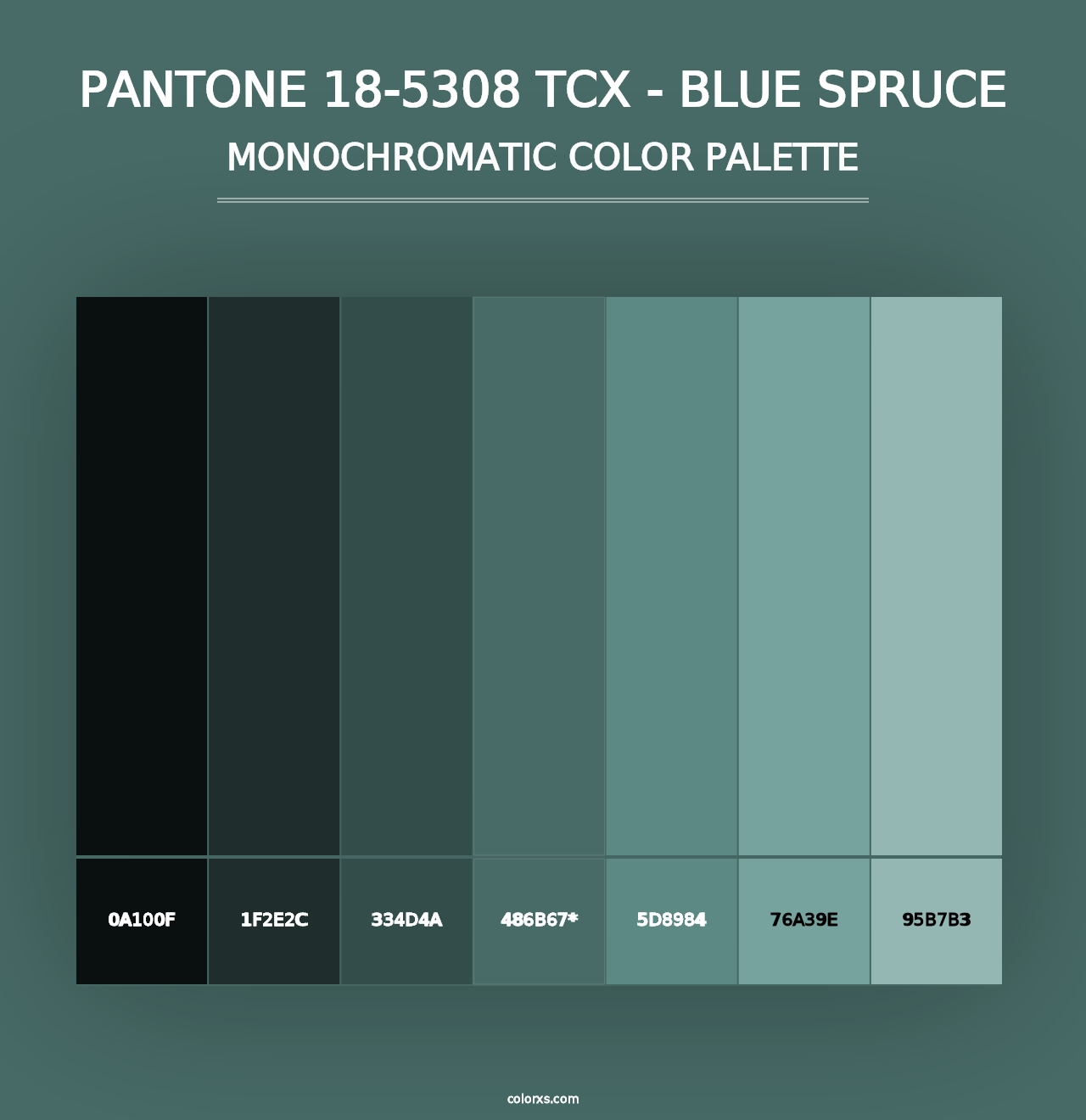 PANTONE 18-5308 TCX - Blue Spruce - Monochromatic Color Palette