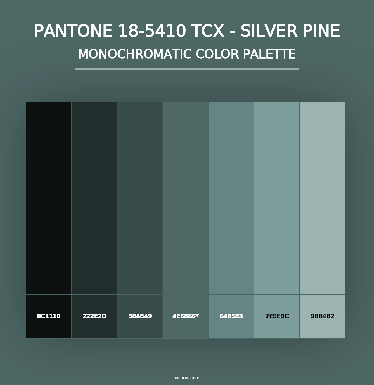 PANTONE 18-5410 TCX - Silver Pine - Monochromatic Color Palette