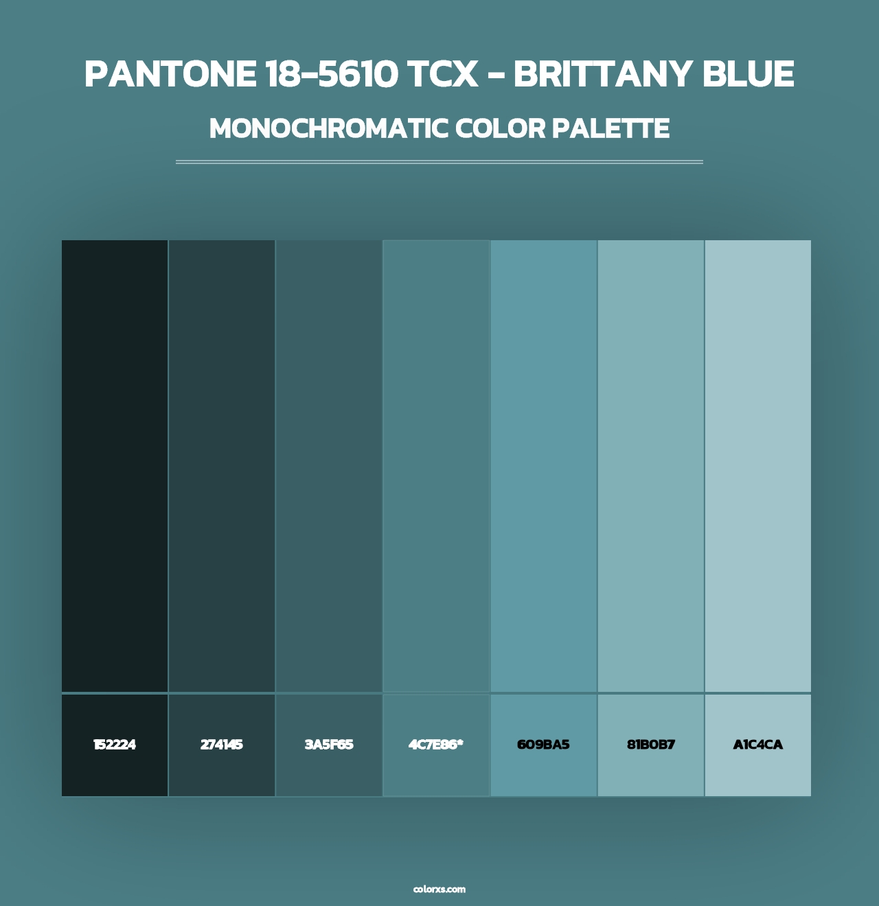 PANTONE 18-5610 TCX - Brittany Blue - Monochromatic Color Palette