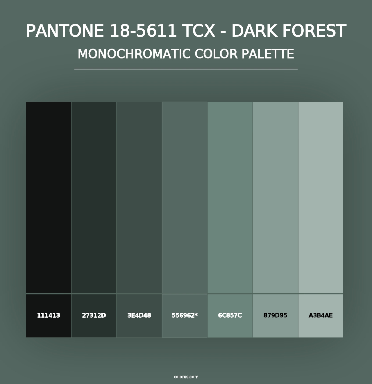 PANTONE 18-5611 TCX - Dark Forest - Monochromatic Color Palette