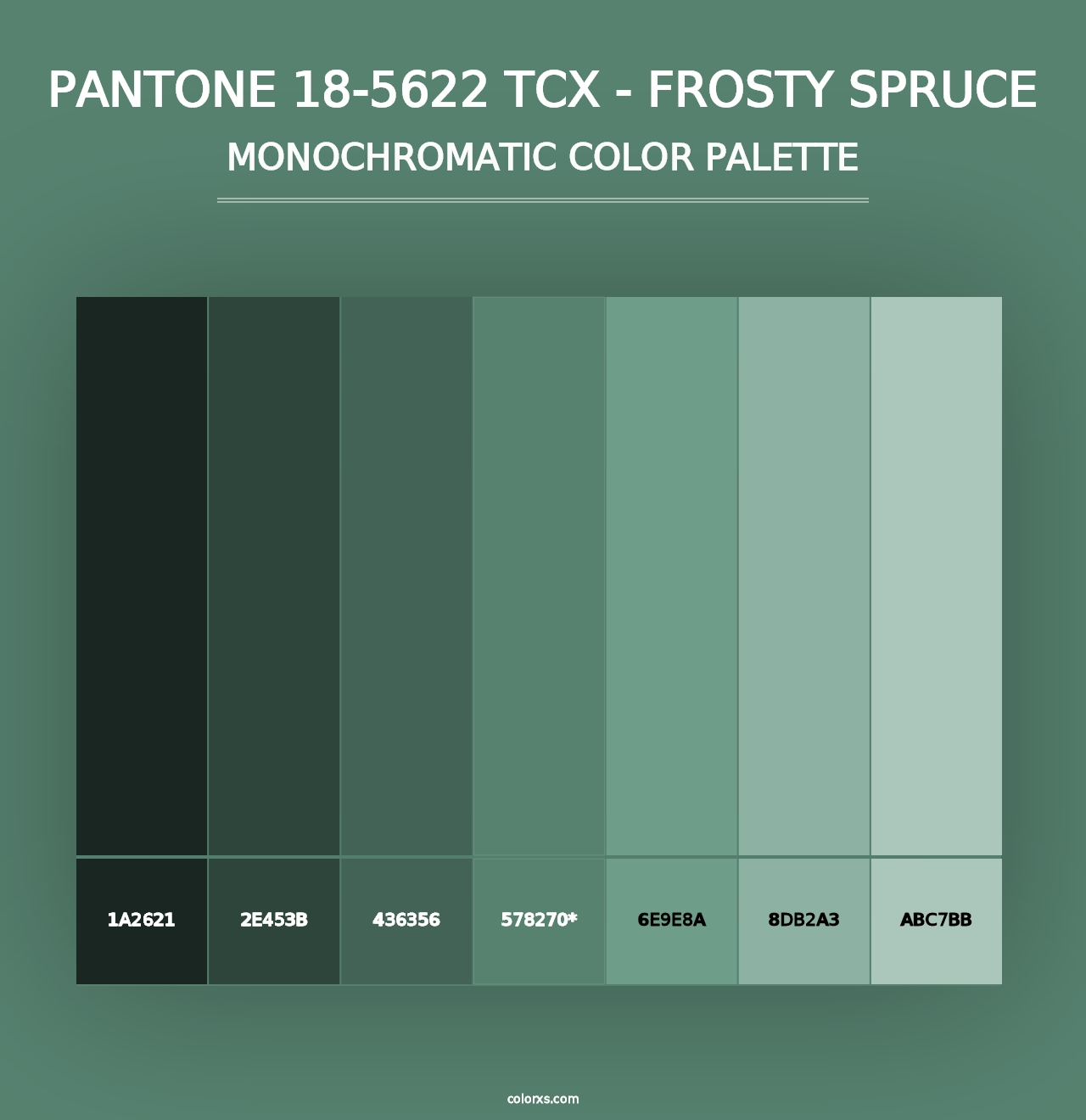 PANTONE 18-5622 TCX - Frosty Spruce - Monochromatic Color Palette