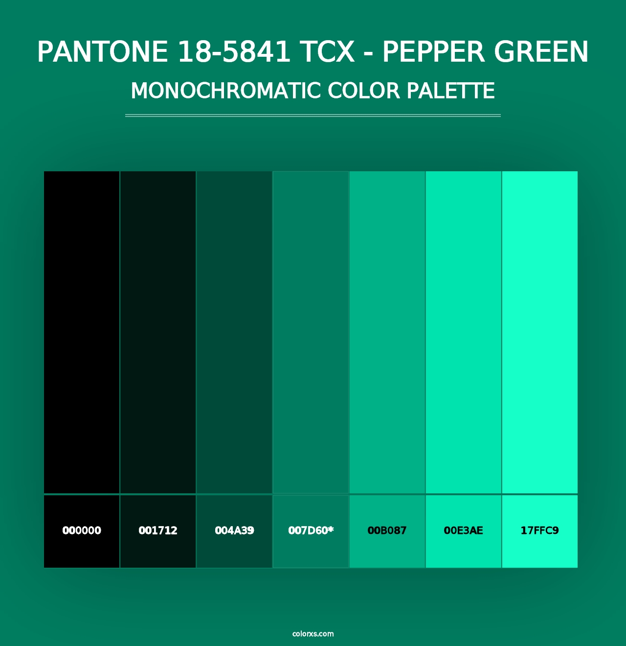 PANTONE 18-5841 TCX - Pepper Green - Monochromatic Color Palette