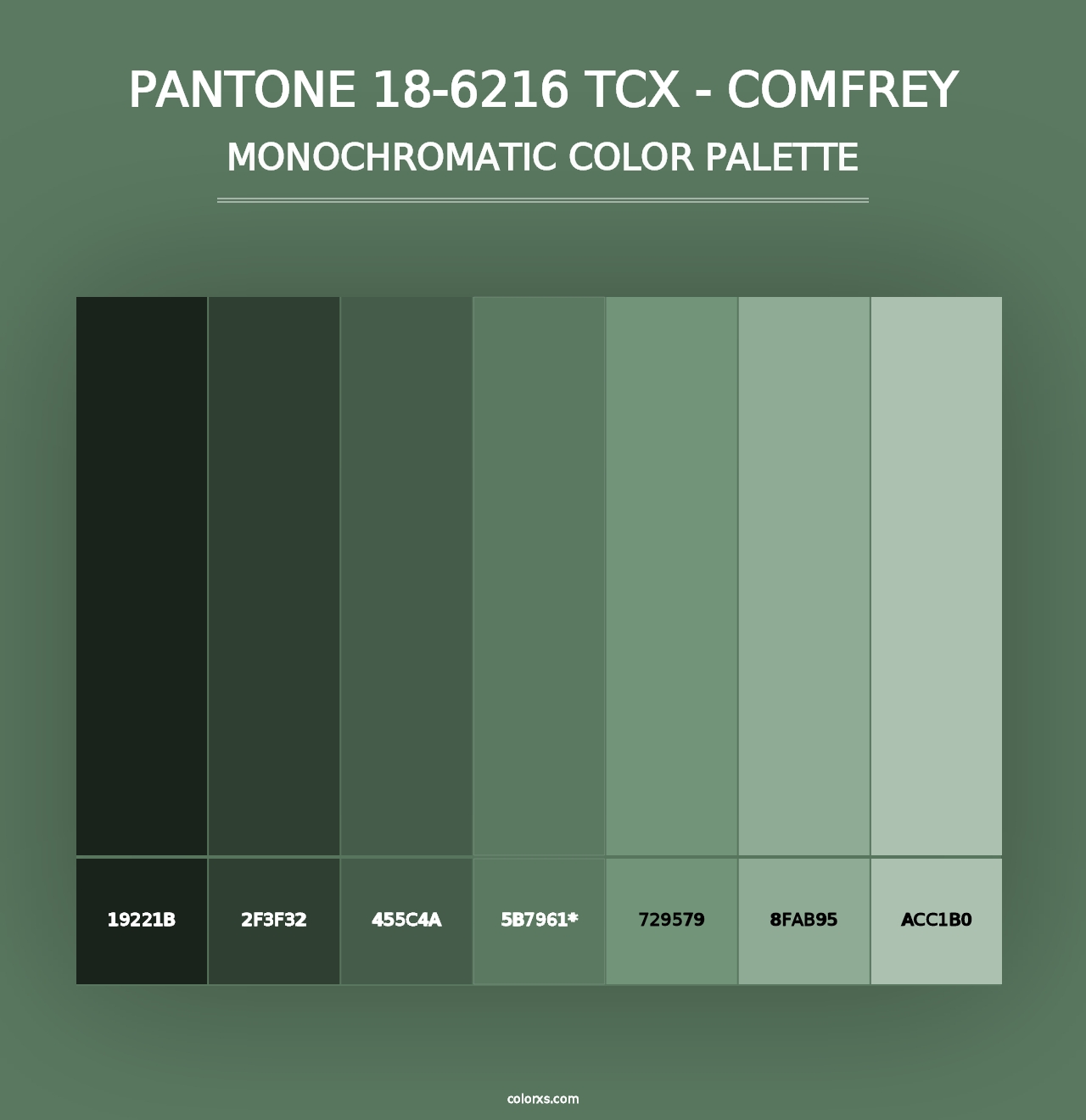 PANTONE 18-6216 TCX - Comfrey - Monochromatic Color Palette