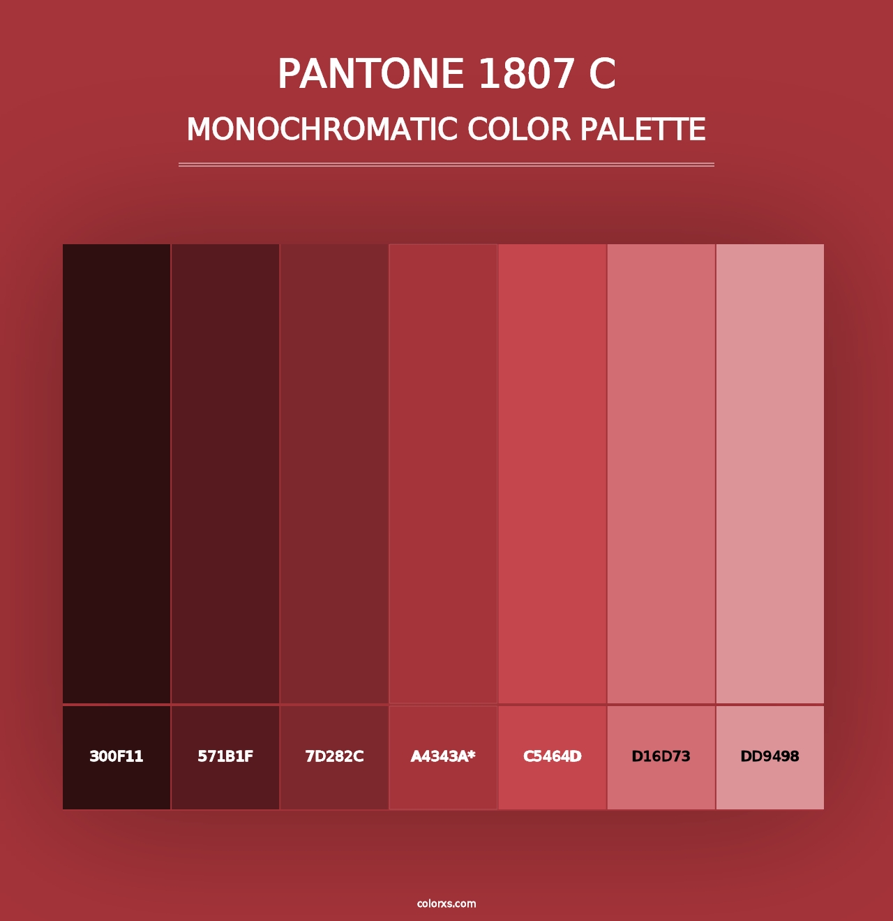 PANTONE 1807 C - Monochromatic Color Palette