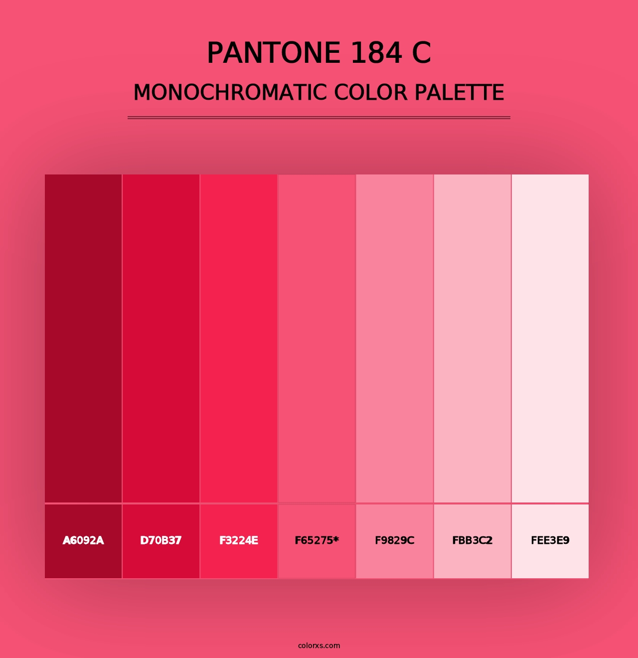 PANTONE 184 C - Monochromatic Color Palette