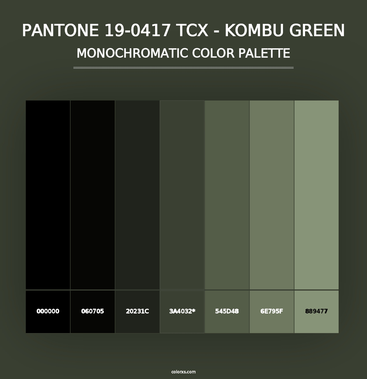 PANTONE 19-0417 TCX - Kombu Green - Monochromatic Color Palette