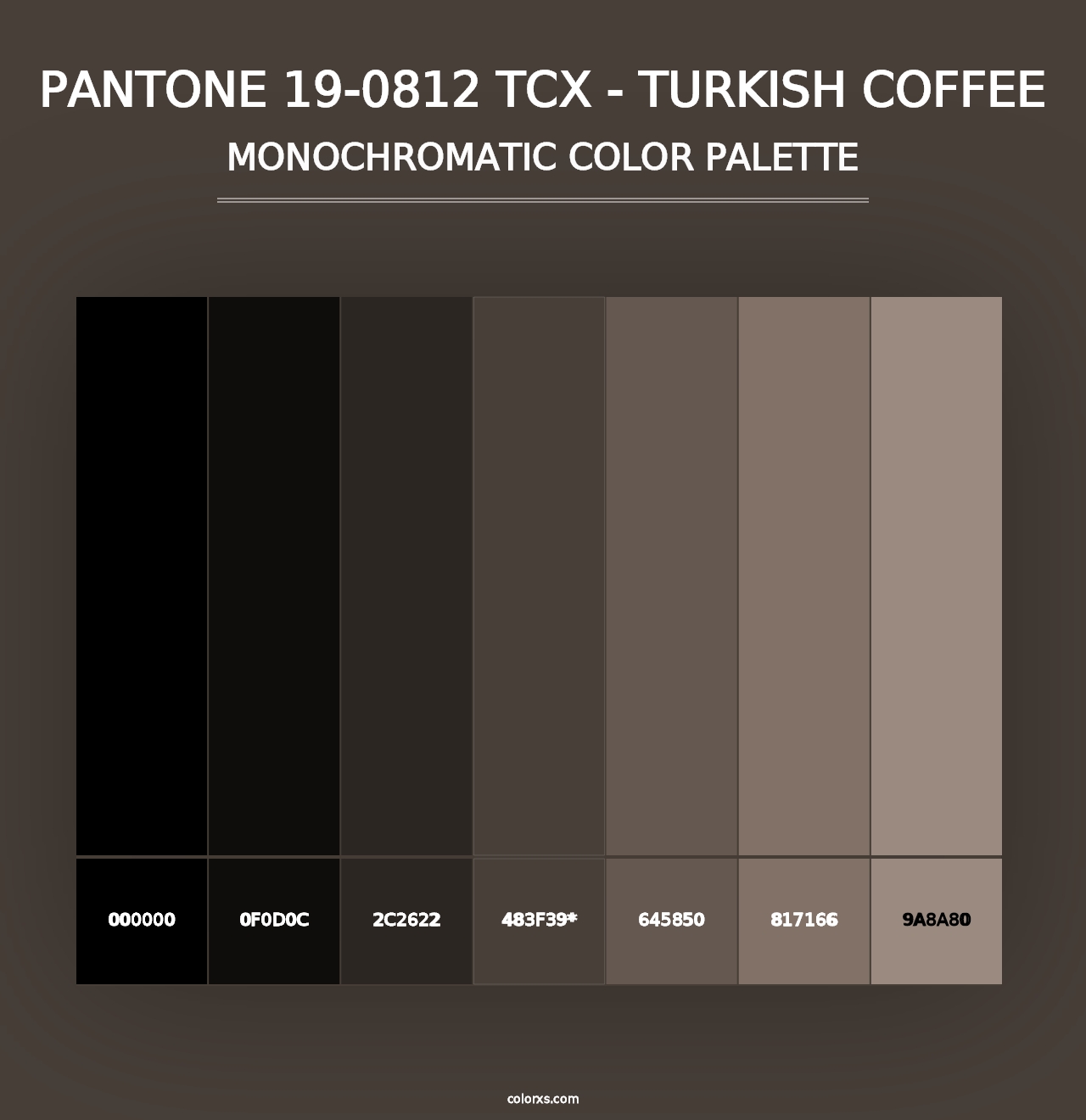 PANTONE 19-0812 TCX - Turkish Coffee - Monochromatic Color Palette