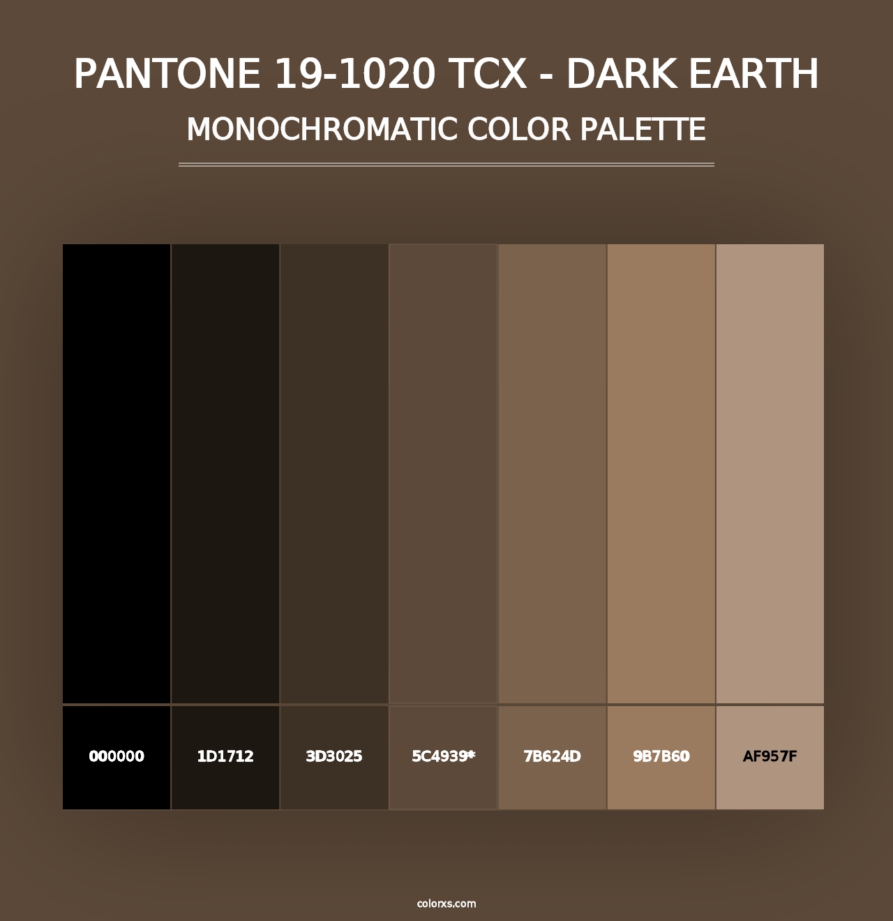 PANTONE 19-1020 TCX - Dark Earth - Monochromatic Color Palette