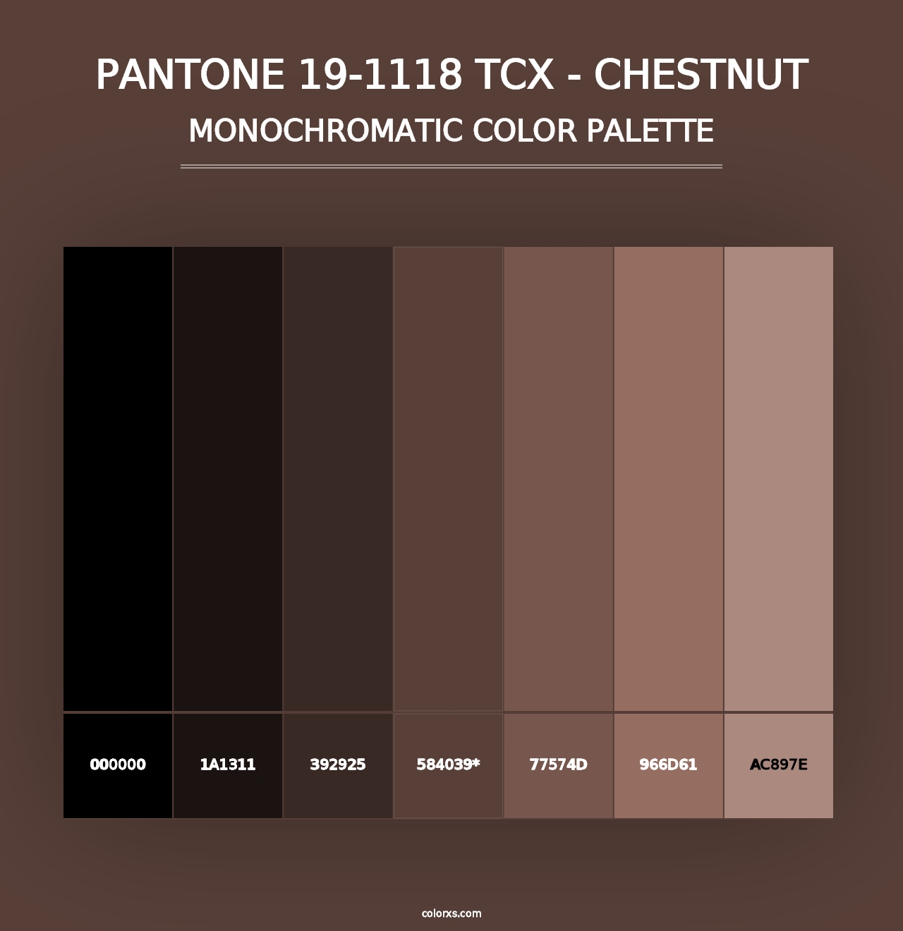 PANTONE 19-1118 TCX - Chestnut - Monochromatic Color Palette