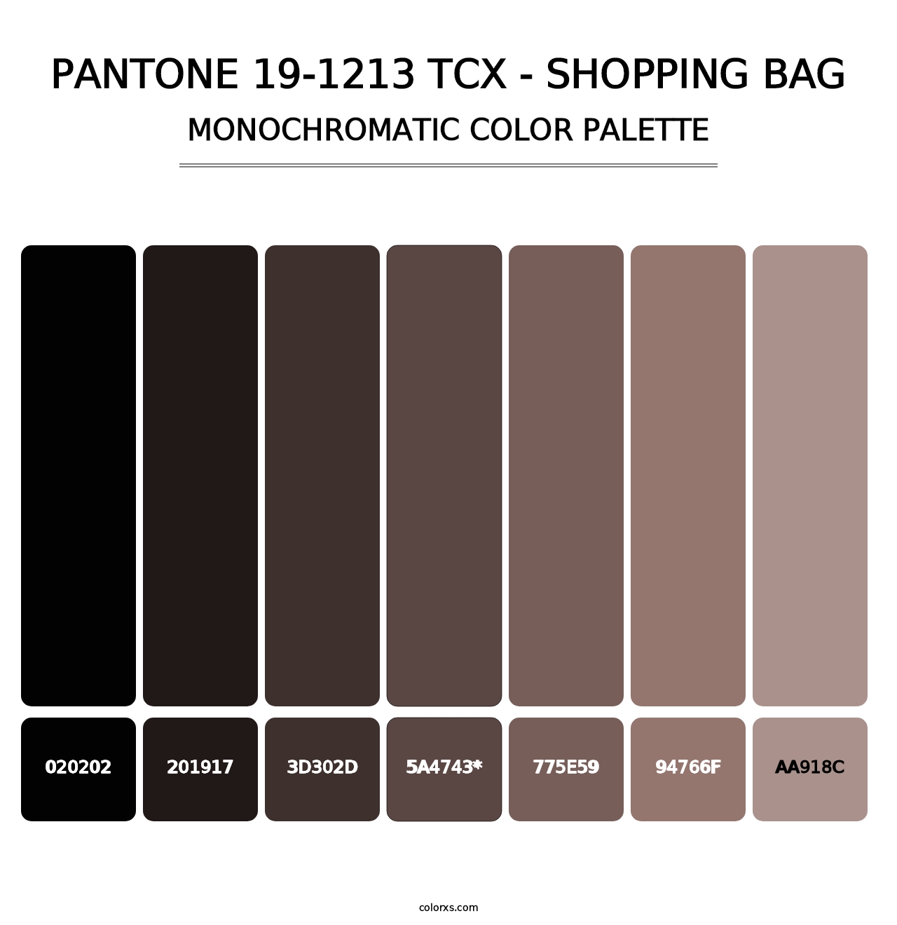 PANTONE 19-1213 TCX - Shopping Bag - Monochromatic Color Palette