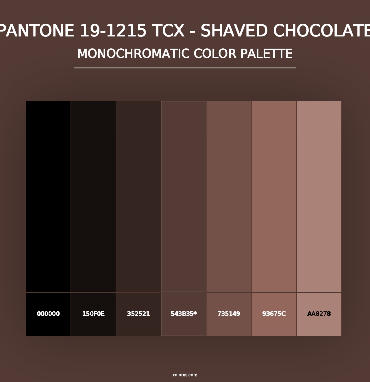 PANTONE 19-1215 TCX - Shaved Chocolate - Monochromatic Color Palette